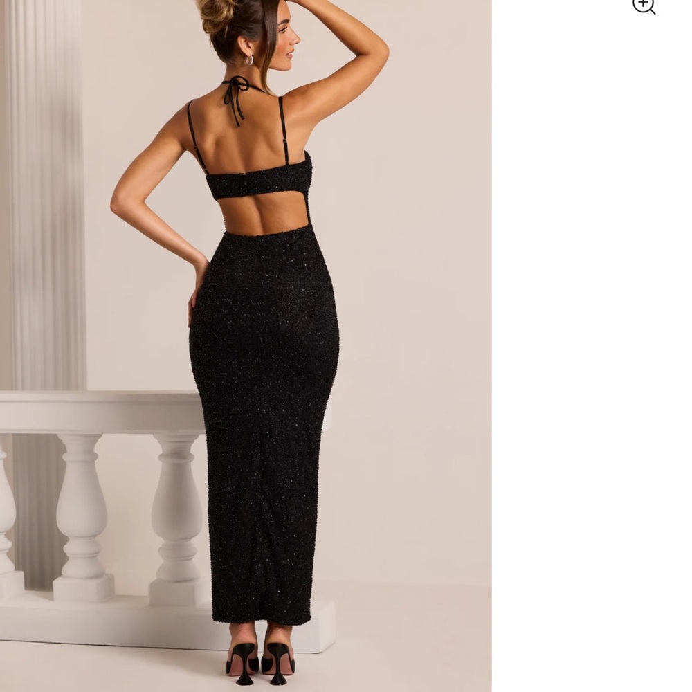 Monte Carlo Embellished Cowl Neck Maxi Dress in Black oh polly - Picture 2 of 6